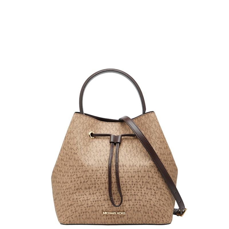 マイケルコース MKシグネチャー ハンドバッグ ショルダーバッグ 2WAY ベージュ ブラウン PVC レザー レディース Michael Kors 【中古】 MICHAEL KORS（マイケルコース） MKシグネチャー ハンドバッグ