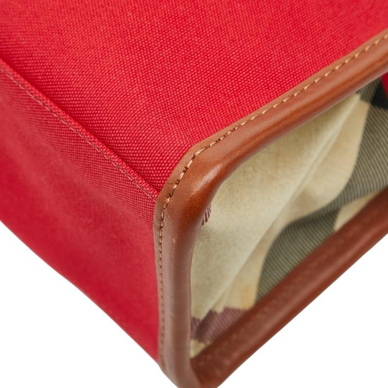 BURBERRY（バーバリー） トートバッグ ハンドバッグ レッド ブラウン