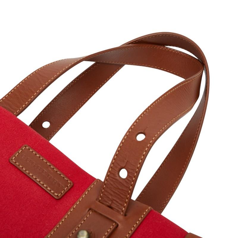 BURBERRY（バーバリー） トートバッグ ハンドバッグ レッド ブラウン