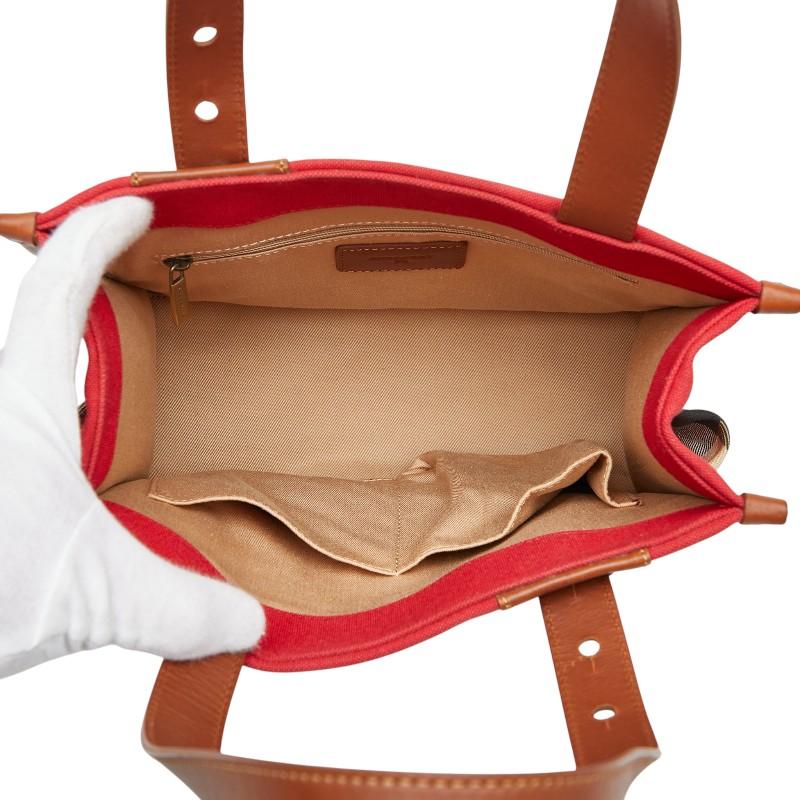 BURBERRY（バーバリー） トートバッグ ハンドバッグ レッド ブラウン