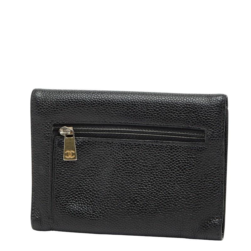 CHANEL✨シャネル キャビアスキン 折り財布 ココマーク ブラック CHANEL（シャネル） ココマーク 三つ折り財布 ブラック キャビアスキン