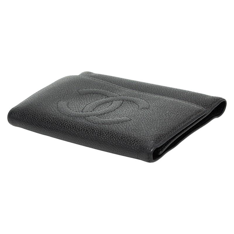 CHANEL（シャネル） ココマーク 三つ折り財布 ブラック キャビアスキン