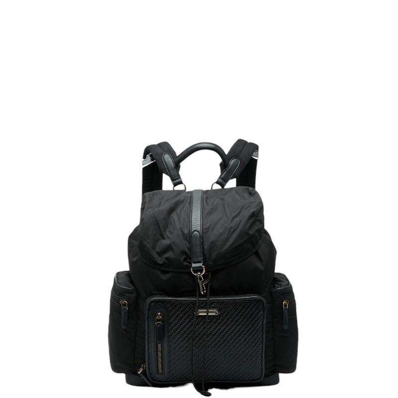 ゼニア リュック バックパック ブラック ナイロン レザー レディース