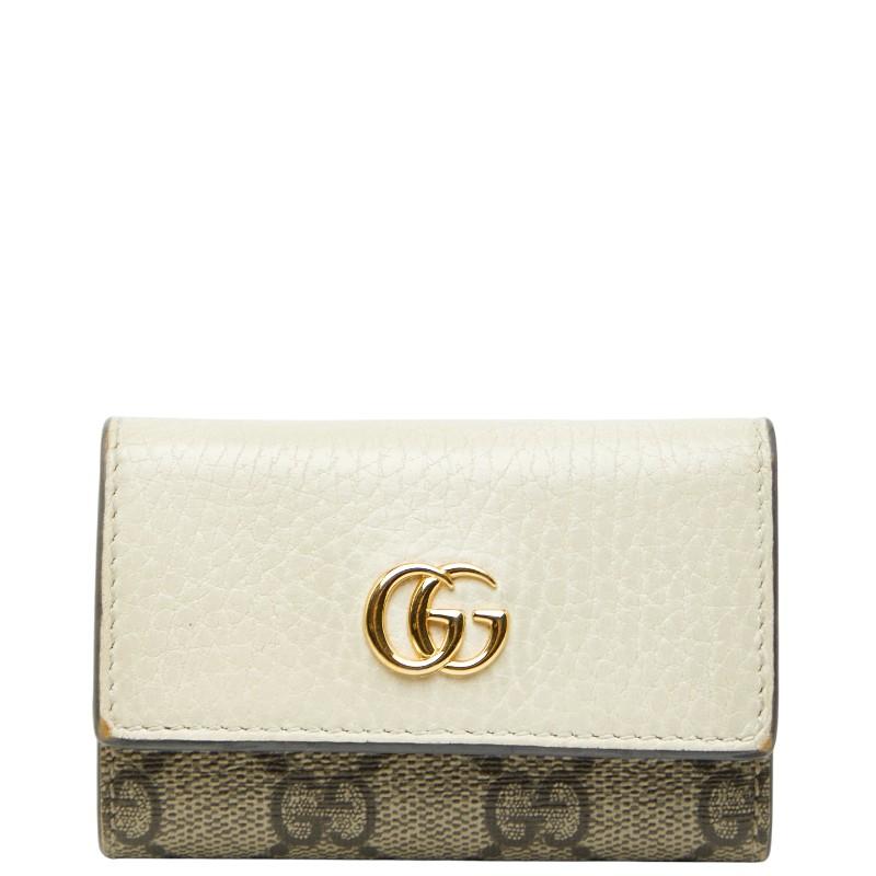 グッチ GGスプリーム GGマーモント 6連 キーケース 456118 ベージュ ホワイト PVC レザー レディース GUCCI 【中古】 GUCCI（グッチ） GGスプリーム GGマーモント 6連 キーケース 456118
