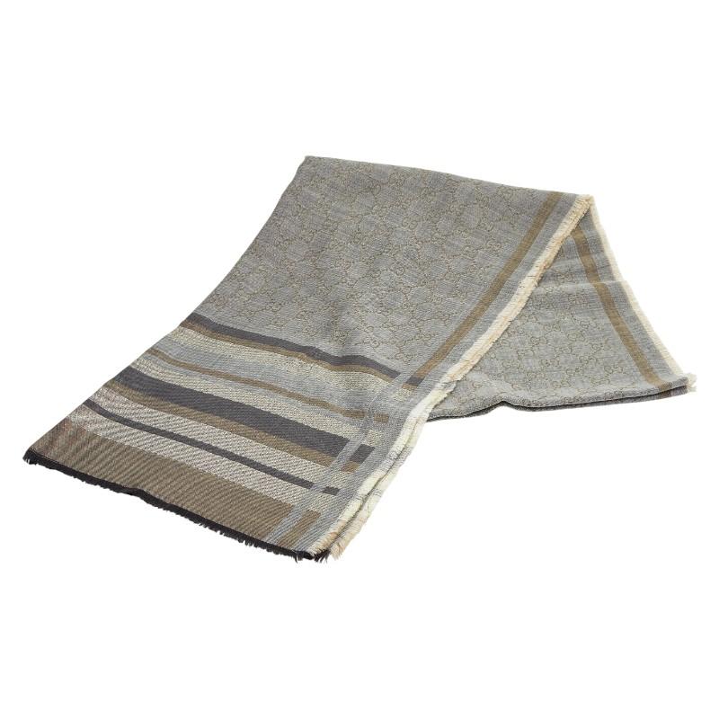 グッチ GG柄 ストール グレー マルチカラー ウール シルク ビスコース/ポリエステル レディース GUCCI 【中古】 GUCCI（グッチ） GG柄 ストール グレー マルチカラー ウール シルク