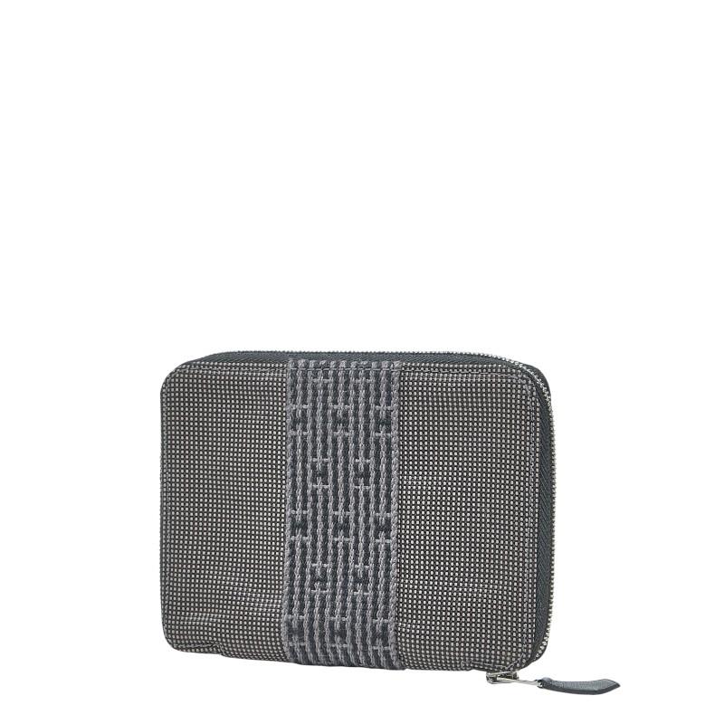 HERMES エルメス エールライン パースPM 二つ折り財布 キャンバス ブラック  レディース【中古】 HERMES（エルメス） エールライン パースPM 二つ折り財布 ラウンド