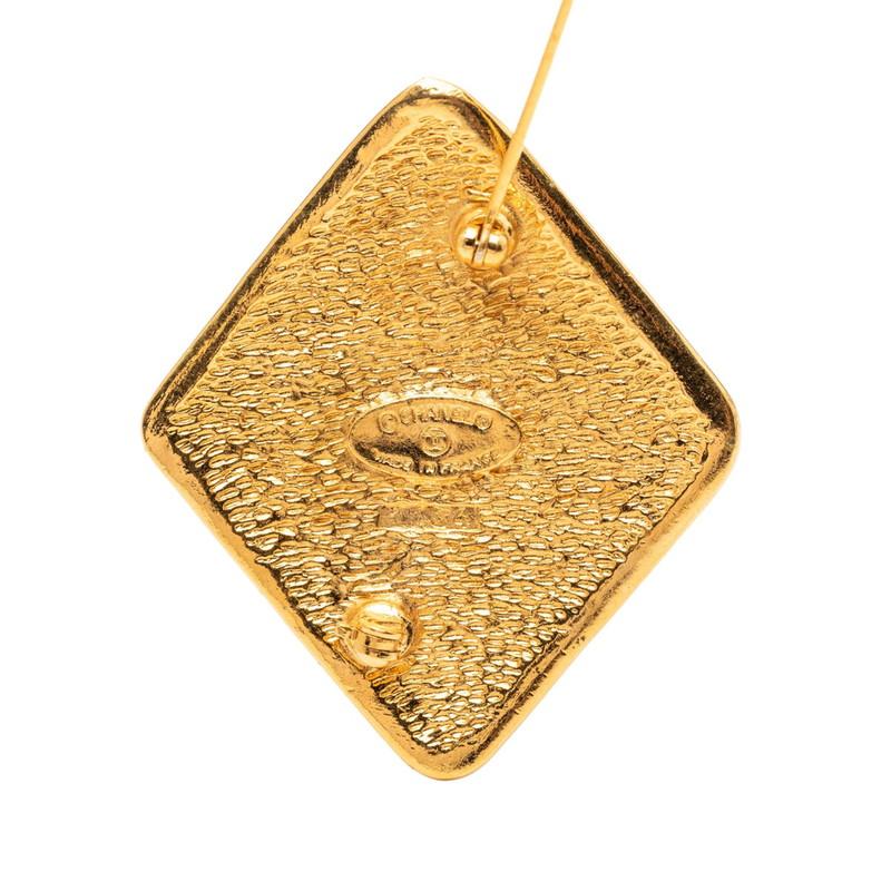 【良品】【シャネル】ココマーク ブローチ ひし形 ダイヤ形 ヴィンテージ CHANEL（シャネル） ココマーク ひし形 モチーフ ブローチ ゴールド