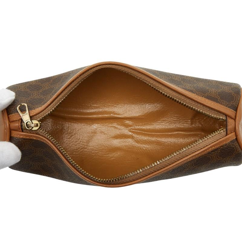 CELINE（セリーヌ） マカダム ポーチ ブラウン PVC レザー レディース