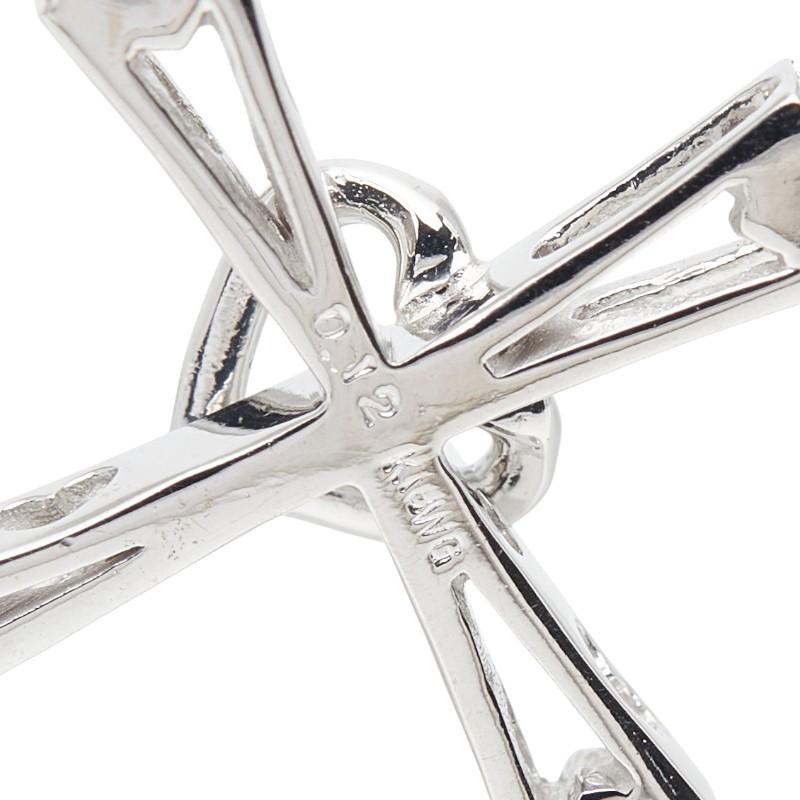 K18WG ホワイトゴールド ダイヤ0.12ct クロスモチーフ ペンダント 