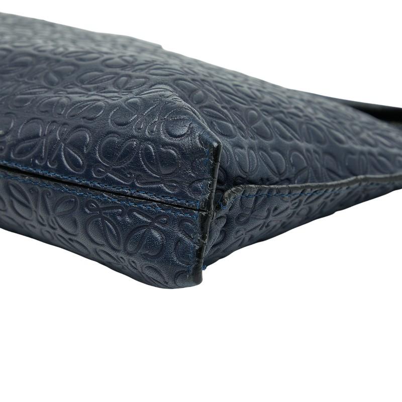 LOEWE（ロエベ） アナグラム クラッチバッグ ネイビー レザー