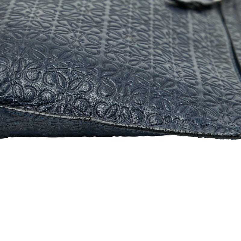 LOEWE（ロエベ） アナグラム クラッチバッグ ネイビー レザー
