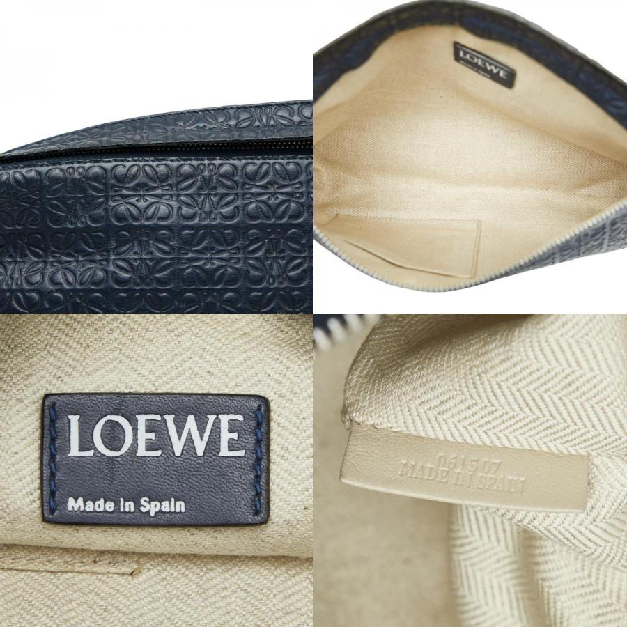 LOEWE（ロエベ） アナグラム クラッチバッグ ネイビー レザー