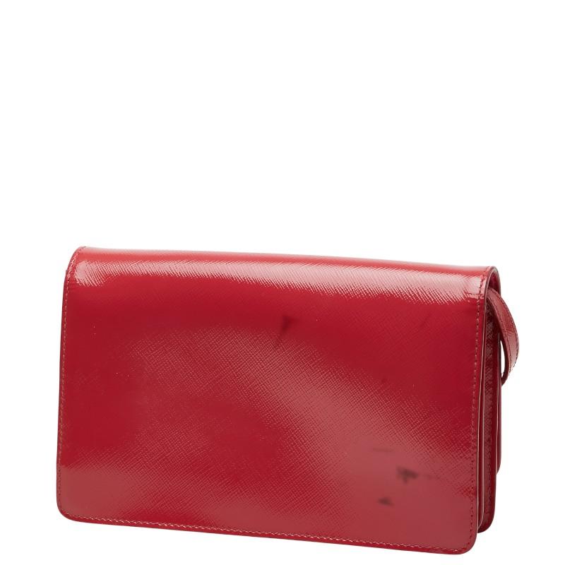 プラダ ロゴ 斜め掛け ショルダーバッグ ショルダーウォレット 1M1361 ピンク サフィアーノレザー レディース PRADA 【中古】_1