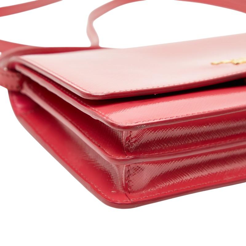 プラダ ロゴ 斜め掛け ショルダーバッグ ショルダーウォレット 1M1361 ピンク サフィアーノレザー レディース PRADA 【中古】_4