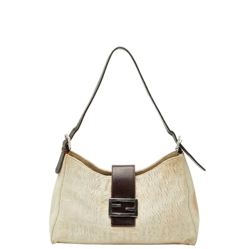 フェンディ ズッカ ワンショルダーバッグ ベージュ アイボリー ブラウン キャンバス レザー レディース FENDI 【中古】 FENDI（フェンディ） ズッカ ワンショルダーバッグ ベージュ