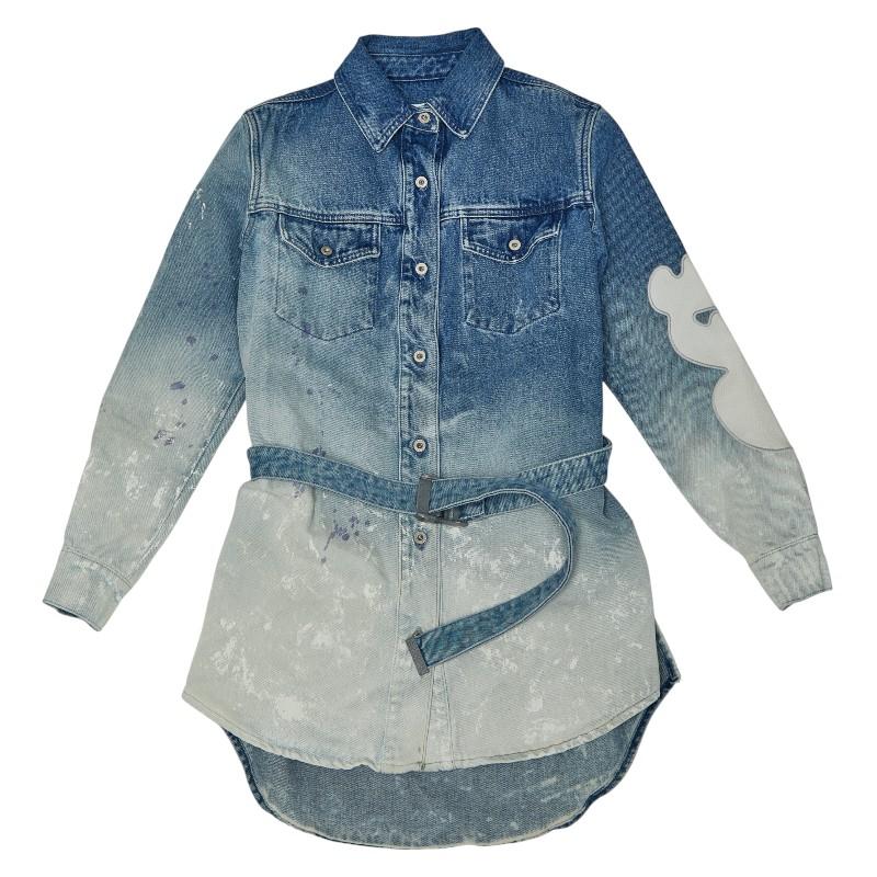 オフホワイト ブリーチペイント加工 ワンピース チュニック サイズ38 OWYM002R20773098 ブルー レディース OFF-WHITE 【中古】 オフホワイト ブリーチペイント加工 ワンピース チュニック サイズ38