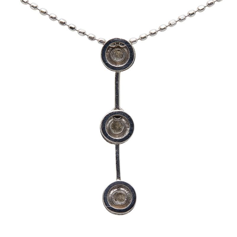 K14WG ホワイトゴールド ダイヤ0.06ct ネックレス 3連ダイヤ