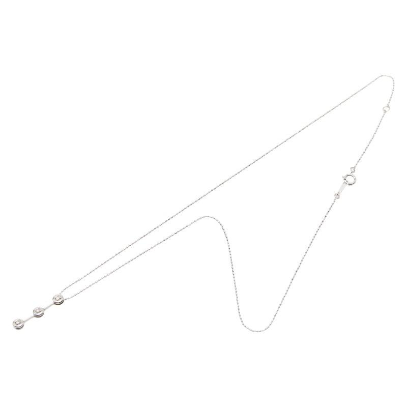 K14WG ホワイトゴールド ダイヤ0.06ct ネックレス 3連ダイヤ