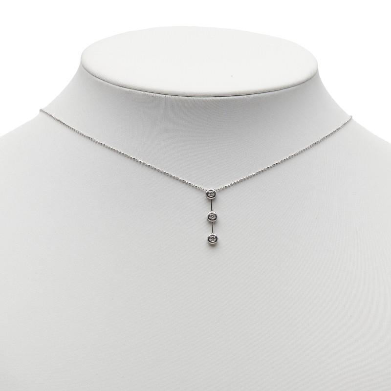 K14WG ホワイトゴールド ダイヤ0.06ct ネックレス 3連ダイヤ