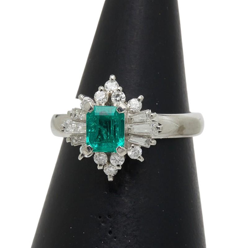 Pt900 プラチナ エメラルド0.54ct ダイヤ0.41ct リング 指輪