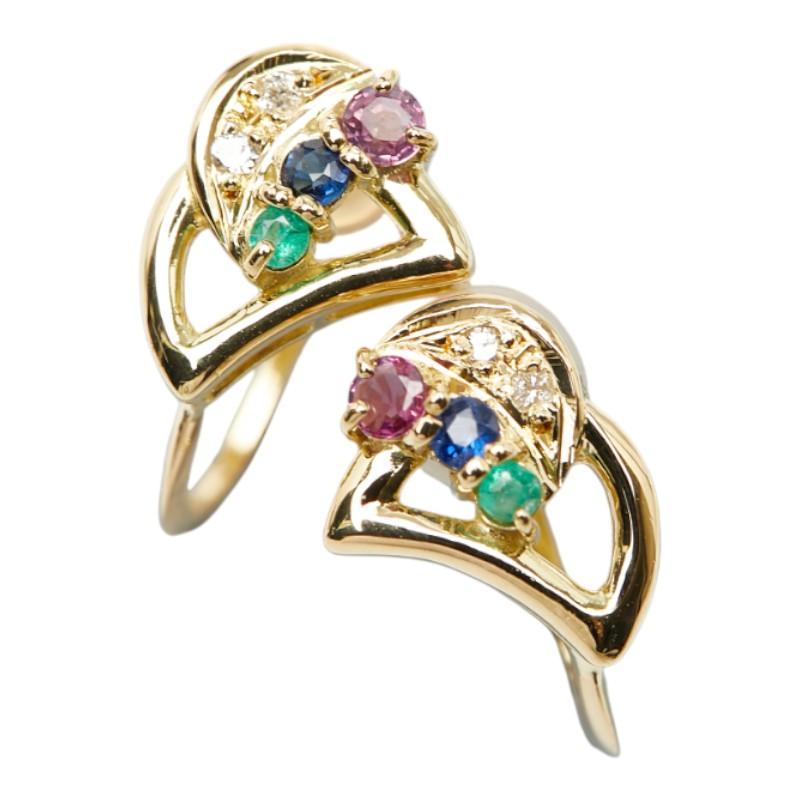 K18YG イエローゴールド ダイヤ0.04ct ピンクサファイア サファイア