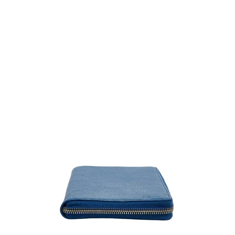 PRADA（プラダ） ラウンドファスナー 長財布 ブルー サフィアーノ