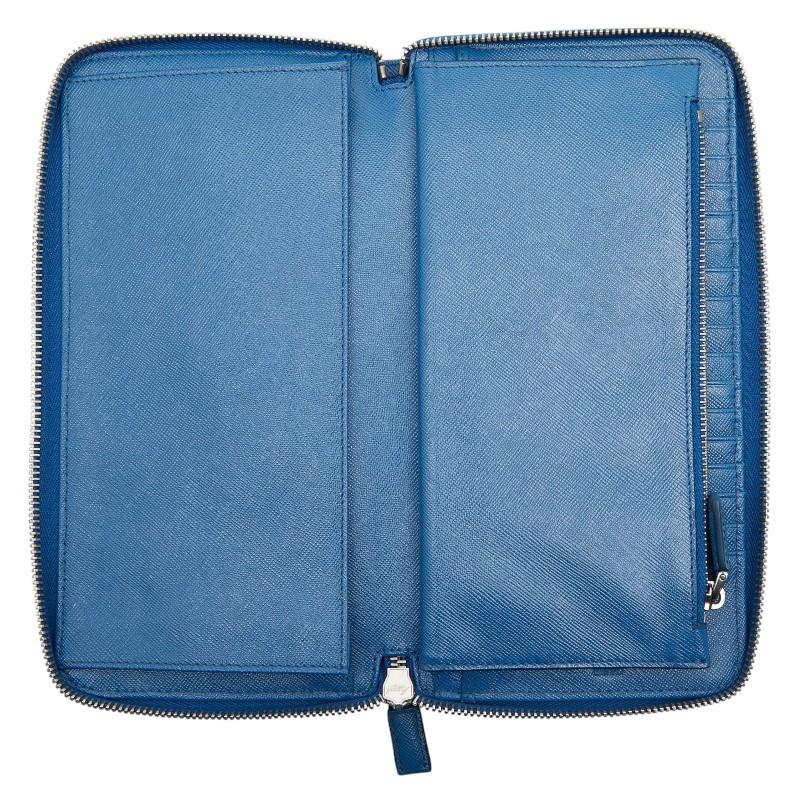 PRADA（プラダ） ラウンドファスナー 長財布 ブルー サフィアーノ