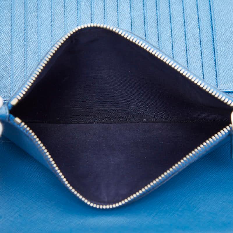 PRADA（プラダ） ラウンドファスナー 長財布 ブルー サフィアーノ