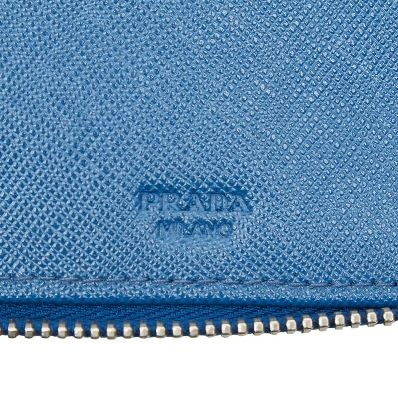 PRADA（プラダ） ラウンドファスナー 長財布 ブルー サフィアーノ