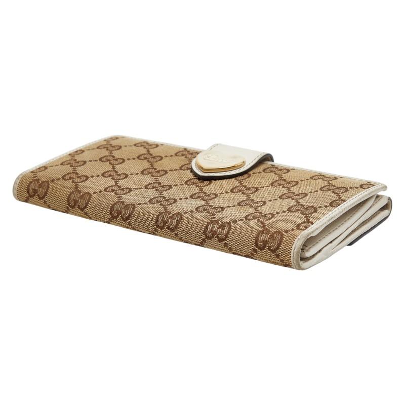 美品 グッチ GUCCI シマ 長財布 レザー 203550−2067 GUCCI（グッチ） GGキャンバス ハート 長財布 203550 ベージュ