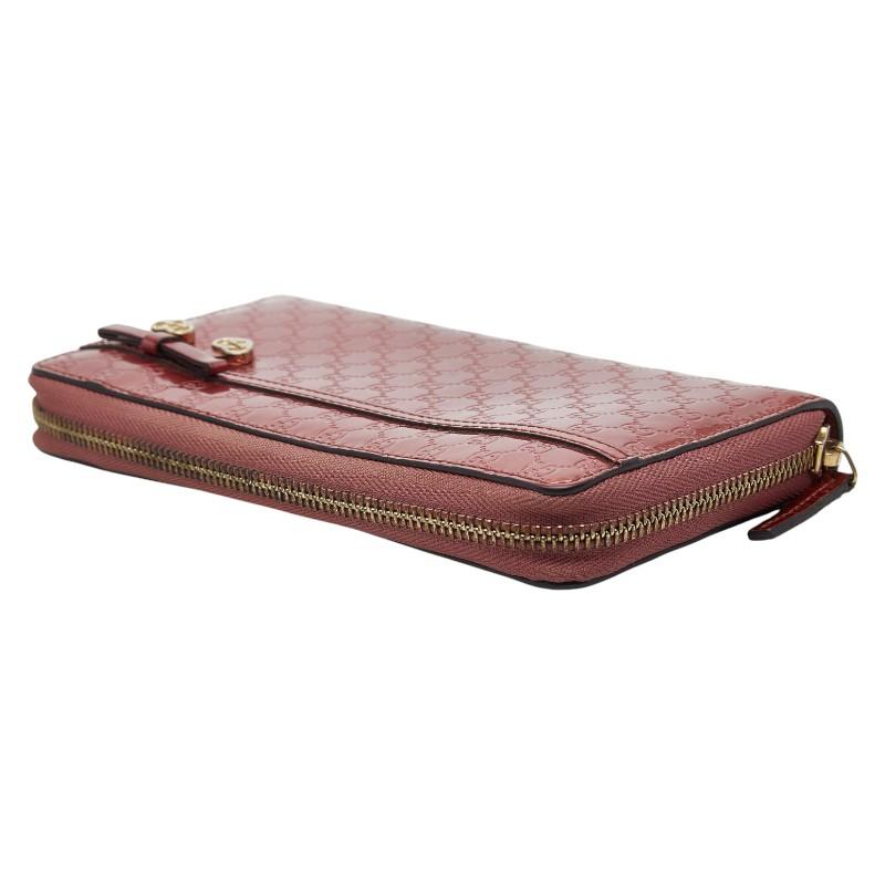 美品　GUCCI マイクロシマ　リボン　長財布　インターロッキング金具　ピンク GUCCI（グッチ） マイクログッチシマ リボン ハート ラウンド