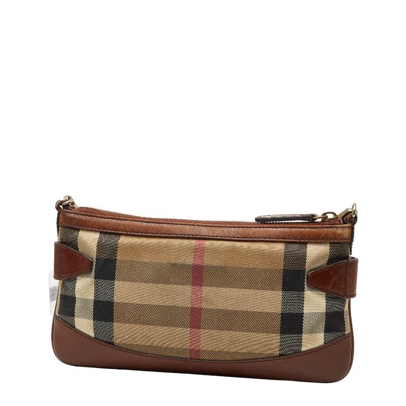 バーバリー ノバチェック ショルダーバッグ ブラウン ベージュ キャンバス レザー レディース BURBERRY 【中古】_1