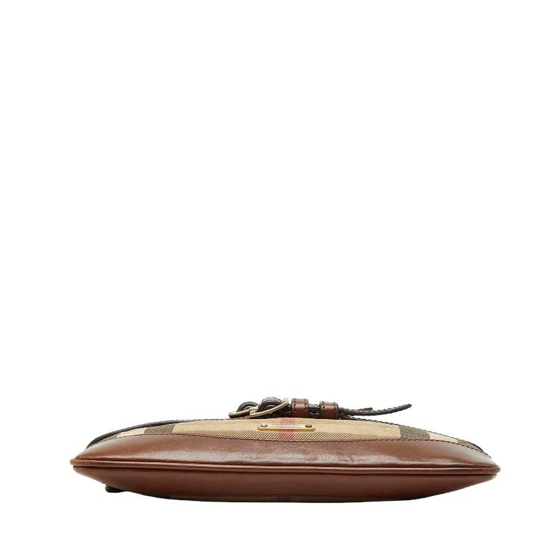 バーバリー ノバチェック ショルダーバッグ ブラウン ベージュ キャンバス レザー レディース BURBERRY 【中古】_2