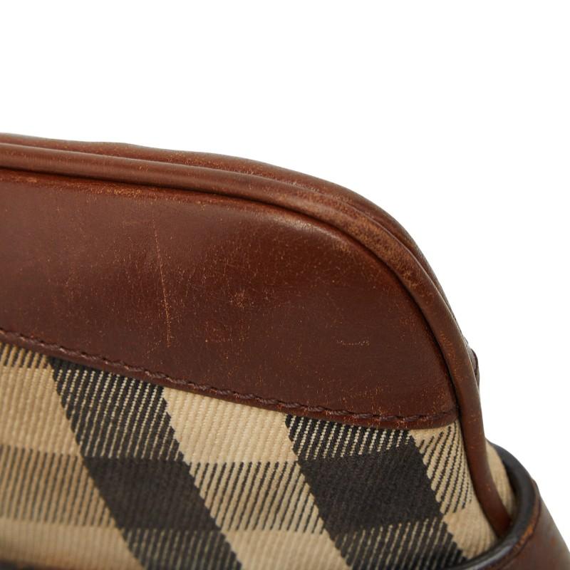 バーバリー ノバチェック ショルダーバッグ ブラウン ベージュ キャンバス レザー レディース BURBERRY 【中古】_5