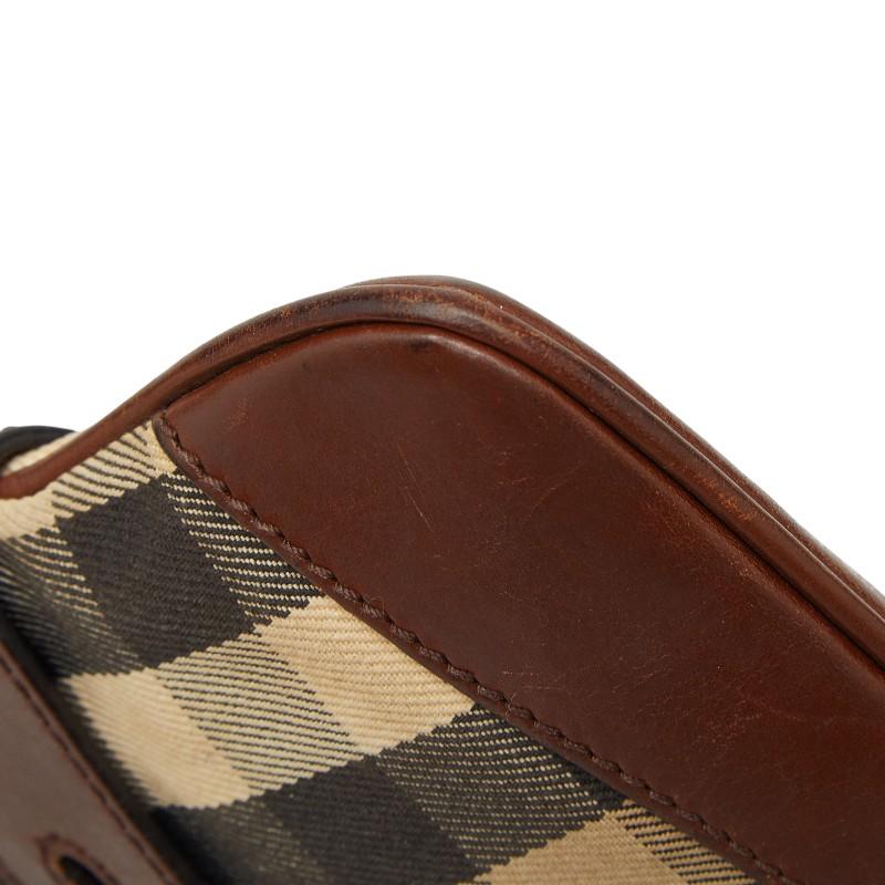 バーバリー ノバチェック ショルダーバッグ ブラウン ベージュ キャンバス レザー レディース BURBERRY 【中古】_6