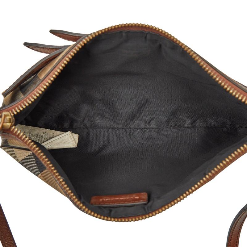 バーバリー ノバチェック ショルダーバッグ ブラウン ベージュ キャンバス レザー レディース BURBERRY 【中古】_7