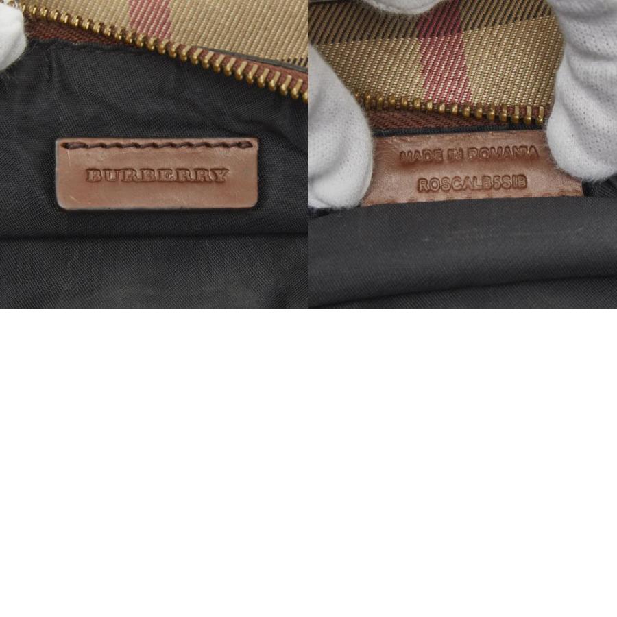 バーバリー ノバチェック ショルダーバッグ ブラウン ベージュ キャンバス レザー レディース BURBERRY 【中古】_9