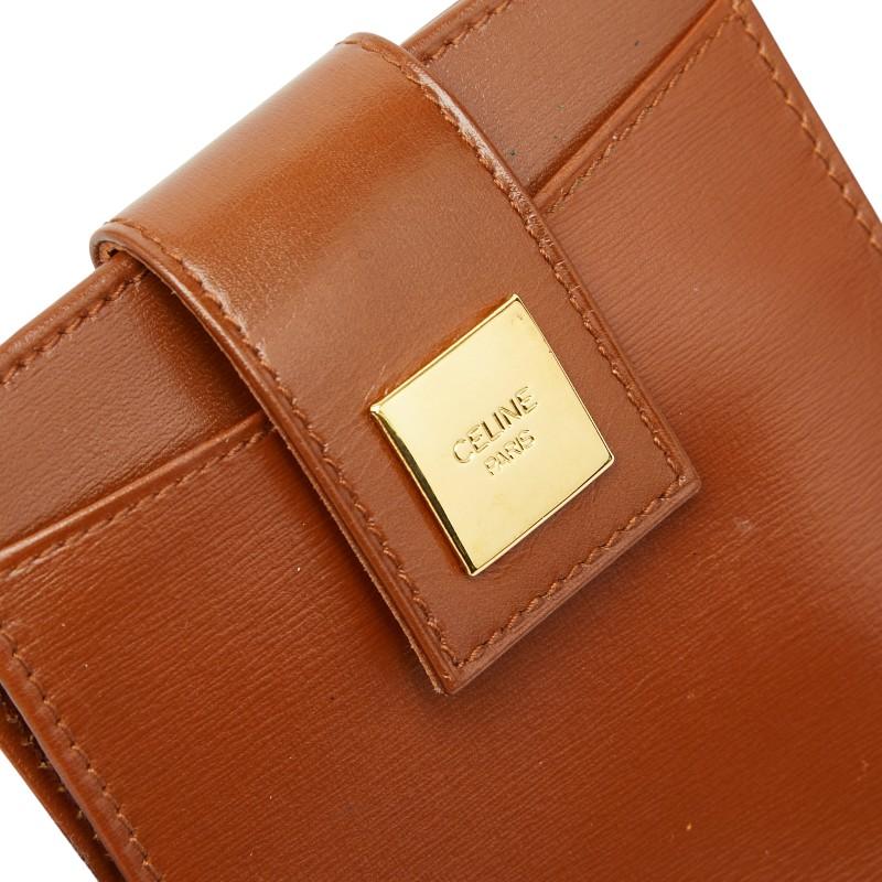 CELINE（セリーヌ） 二つ折り財布 ブラウン レザー レディース 【中古