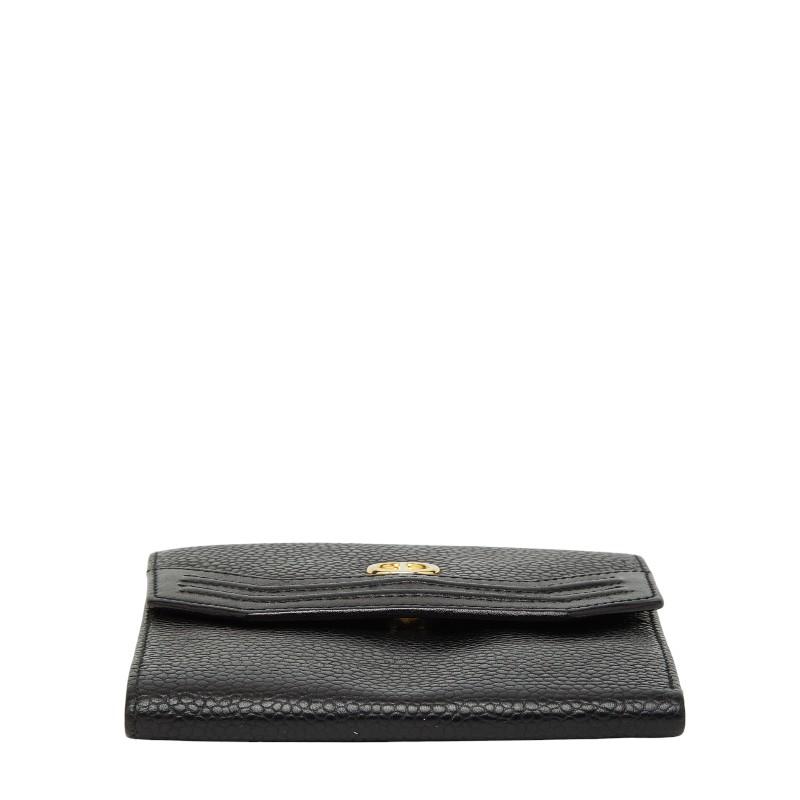 ディオール 三つ折り財布 ブラック レザー レディース Dior 【中古