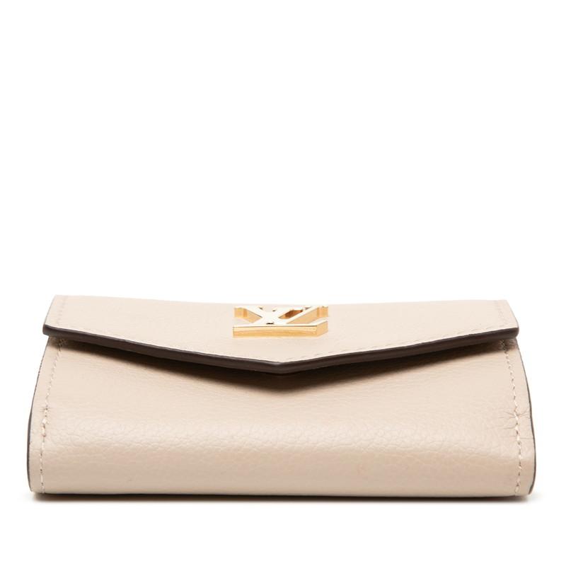 美品 ICタグ ルイヴィトン ポルトフォイユ ロックミニ 三つ折り ベージュ 超美品】ICタグ ルイヴィトン ポルトフォイユ ロック ミニ 折り財布