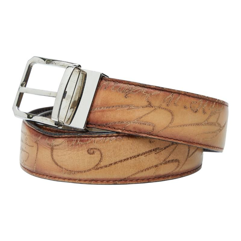 ベルルッティ カリグラフィ ベルト サイズ：95/38 ブラウン レザー