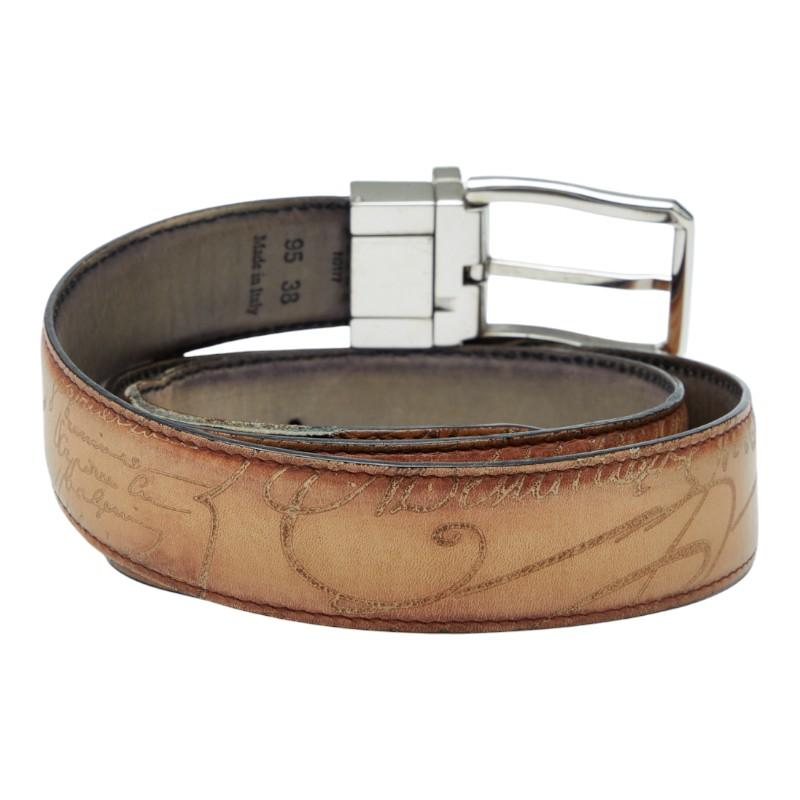 ベルルッティ カリグラフィ ベルト サイズ：95/38 ブラウン レザー