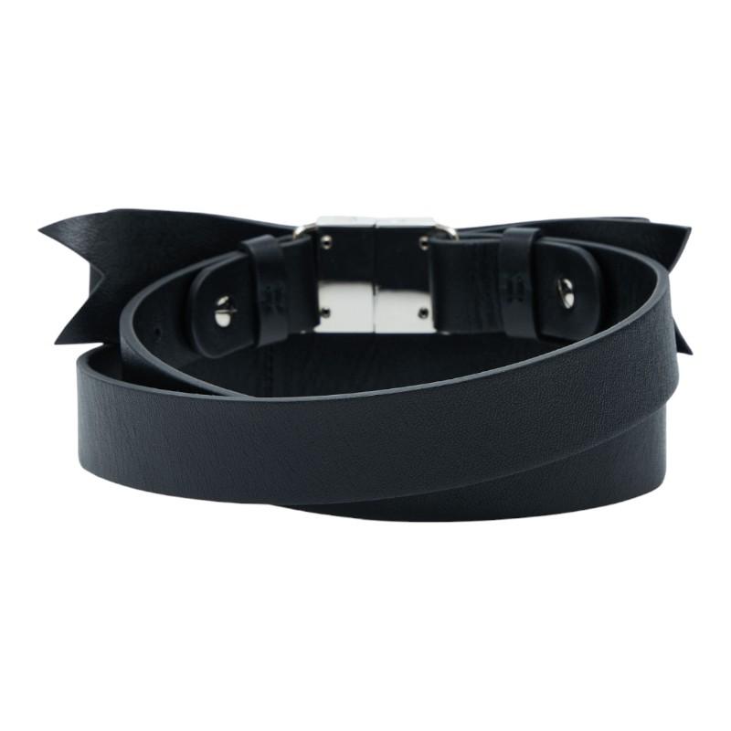 BALENCIAGA ブラックレザーベルト BALENCIAGA（バレンシアガ） リボン ベルト ブラック レザー メンズ