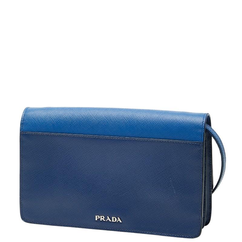 PRADA（プラダ） 斜め掛け ショルダーバッグ ブルー サフィアーノ