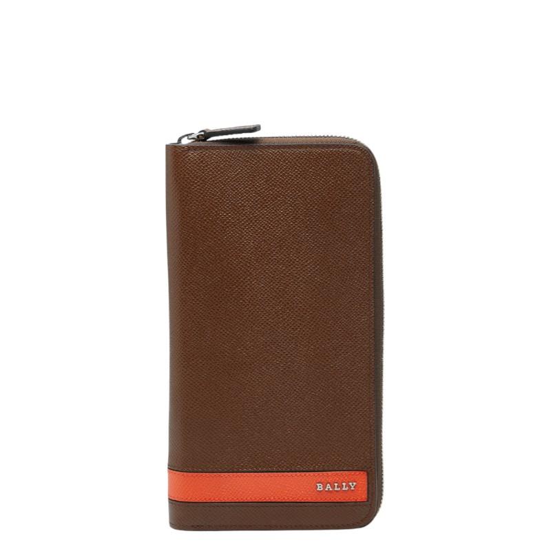 Bally（バリー） ロゴ 長財布 ブラウン オレンジ レザー メンズ 【中古