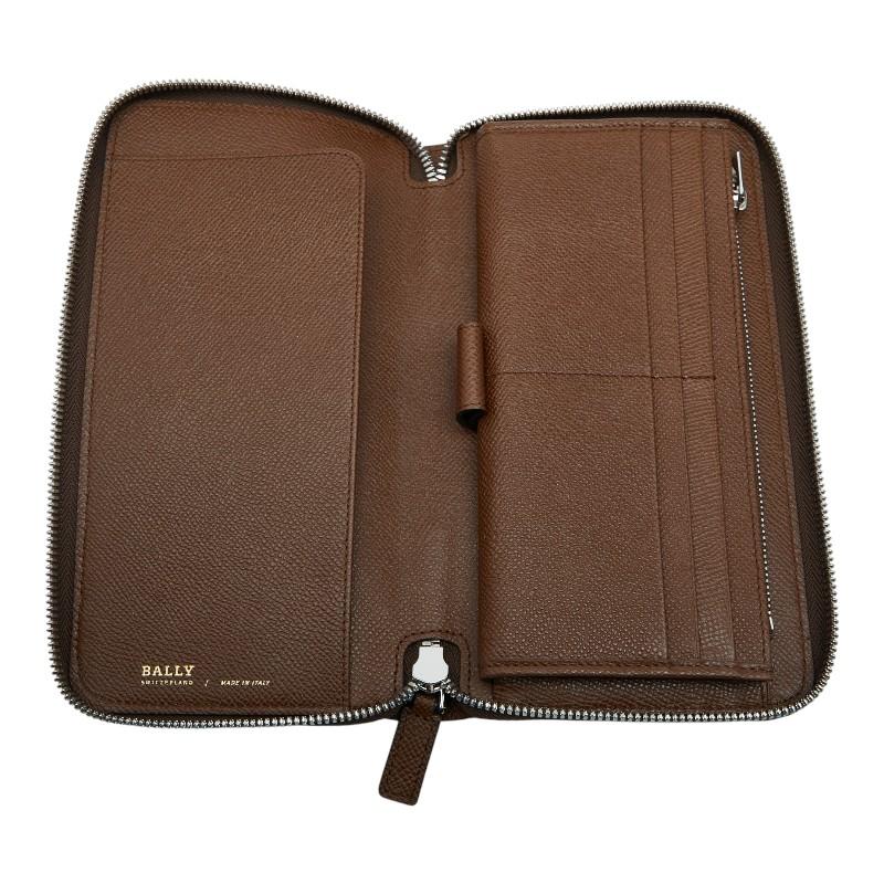 Bally（バリー） ロゴ 長財布 ブラウン オレンジ レザー メンズ 【中古