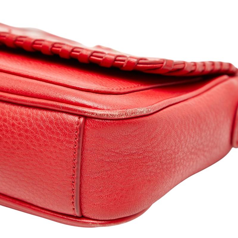 TORY BURCH/トリーバーチ レザー ステッチ チェーンショルダーバッグ TORY BURCH（トリーバーチ） チェーンショルダーバッグ レッド レザー