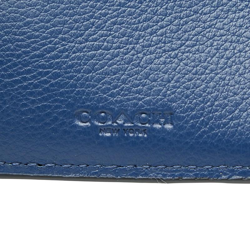 COACH（コーチ） ストライプ 札入れ 二つ折り財布 ネイビー マルチ