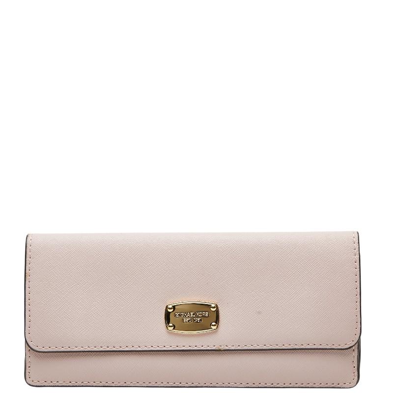 MICHAEL KORS（マイケルコース） ロゴプレート 長財布 ピンク レザー