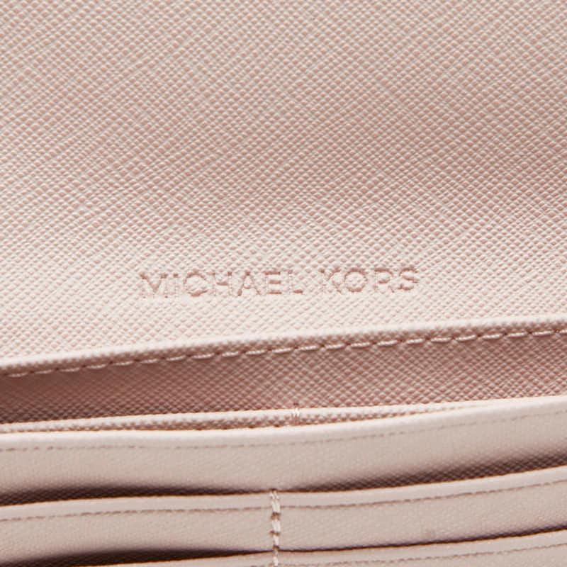MICHAEL KORS（マイケルコース） ロゴプレート 長財布 ピンク レザー